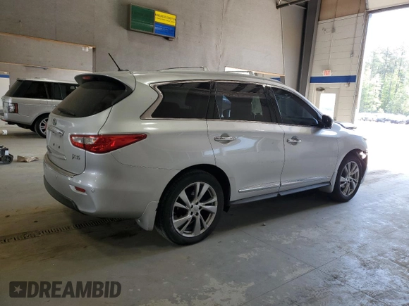 2013 Infiniti JX35 with VIN 5N1AL0MM4DC346349, listed as a Copart auction lot 54494605 with 186,729 mi miles and Salvage Title. Bid and sale history available at DreamBid. Image 3.