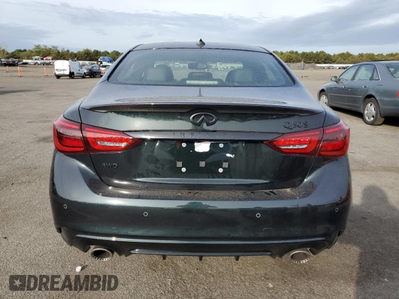2024 Infiniti Q50 Red Sport 400 with VIN JN1FV7DRXRM680351, listed as a Copart auction lot 72008234 with 462 mi miles and Salvage title. Bid and sale history available at DreamBid. Image 6.