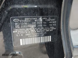 2017 Hyundai Elantra SE with VIN KMHD74LF6HU340225, listed as a IAAI auction lot 41576599 with 102,211 mi miles. Bid and sale history available at carsss.com. Image 9.