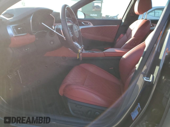 2023 Genesis G70 3.3T with VIN KMTG54TE1PU129108, listed as a Copart auction lot 89346275 with 22,457 mi miles and Salvage Title. Bid and sale history available at DreamBid. Image 7.