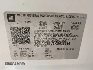 2019 Chevrolet Equinox LS with VIN 3GNAXSEV2KS628516, listed as a IAAI auction lot 41941618 with 166,174 mi miles and . Bid and sale history available at DreamBid. Image 9.
