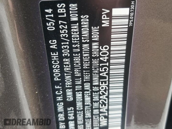2014 Porsche Cayenne S Hybrid with VIN WP1AE2A29ELA51406, listed as a Copart auction lot 61163965 with 99,047 mi miles and Clean title. Bid and sale history available at DreamBid. Image 12.