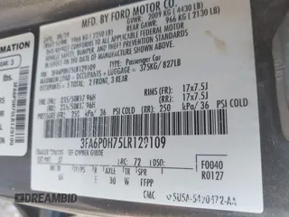 2020 Ford Fusion SE with VIN 3FA6P0H75LR129109, listed as a IAAI auction lot 41385458 with 98,099 mi miles. Bid and sale history available at carsss.com. Image 9.