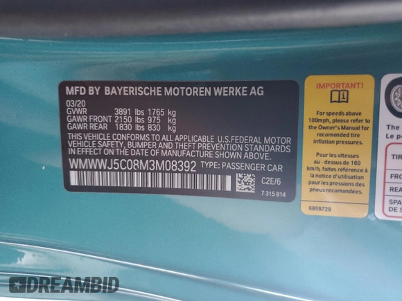 2021 MINI Convertible Cooper S z VIN WMWWJ5C08M3M08392, wystawiony jako Copart lot #76756444 z przebiegiem 8 634 mil mil oraz Nie do naprawy • Non repairable. Historia ofert i sprzedaży dostępna na DreamBid. Obrazek 13.