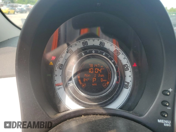2012 FIAT 500 Lounge with VIN 3C3CFFCR9CT127351, listed as a Copart auction lot 59026495 with 78,147 mi miles and Salvage title. Bid and sale history available at DreamBid. Image 9.