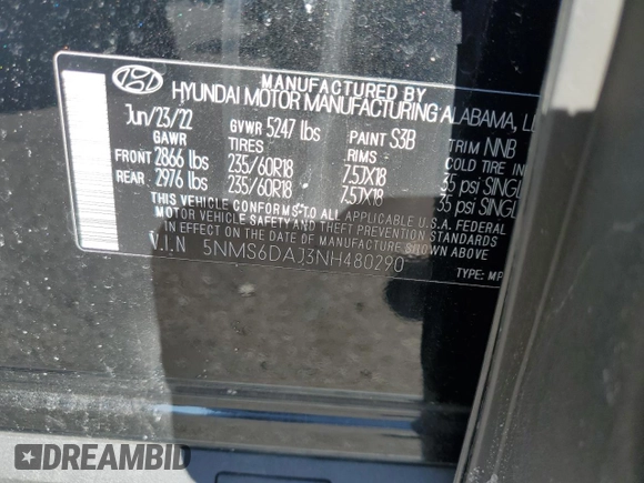 2022 Hyundai Santa Fe XRT with VIN 5NMS6DAJ3NH480290, listed as a Copart auction lot 42903525 with 37,934 mi miles and Salvage Title. Bid and sale history available at carsss.com. Image 14.