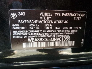 2018 BMW 3 Series 340i z VIN WBA8B3G53JNV01059, wystawiony jako Copart lot #85485684 z przebiegiem 106 084 mil mil oraz Szkoda całkowita • Salvage title. Historia ofert i sprzedaży dostępna na DreamBid. Obrazek 14.