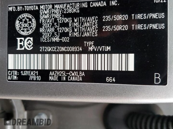 2022 Lexus NX with VIN 2T2GKCEZ0NC008934, listed as a Copart auction lot 73789294 with 50,370 mi miles and Clean Title. Bid and sale history available at carsss.com. Image 13.
