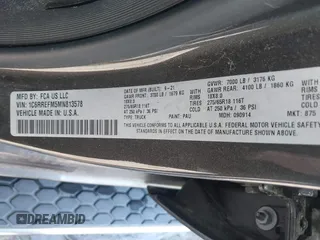 2021 Ram 1500 Big Horn z VIN 1C6RREFM5MN813578, wystawiony jako IAAI lot #42066531 z przebiegiem 77 207 mil mil oraz . Historia ofert i sprzedaży dostępna na DreamBid. Obrazek 9.