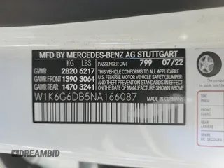 2022 Mercedes-Benz S-Class S 500 with VIN W1K6G6DB5NA166087, listed as a Copart auction lot 47003915 with 7,000 mi miles and Salvage Title. Bid and sale history available at carsss.com. Image 12.