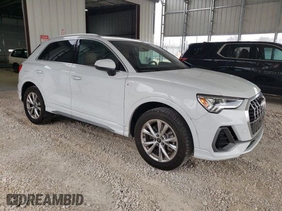 2023 Audi Q3 S line Premium with VIN WA1DECF31P1104632, listed as a Copart auction lot 50983105 with 17,579 mi miles and Salvage title. Bid and sale history available at DreamBid. Image 4.