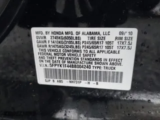 2011 Honda Ridgeline RTS with VIN 5FPYK1F44BB004240, listed as a IAAI auction lot 41248168 with 133,327 mi miles. Bid and sale history available at carsss.com. Image 9.