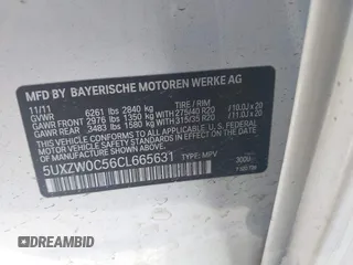 2012 BMW X5 35d with VIN 5UXZW0C56CL665631, listed as a IAAI auction lot 41055705 with 179,408 mi miles and . Bid and sale history available at DreamBid. Image 9.