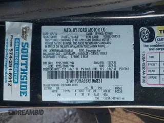 2011 Ford Fusion SE with VIN 3FAHP0HA6BR106831, listed as a IAAI auction lot 41853144 with 138,567 mi miles and . Bid and sale history available at carsss.com. Image 9.