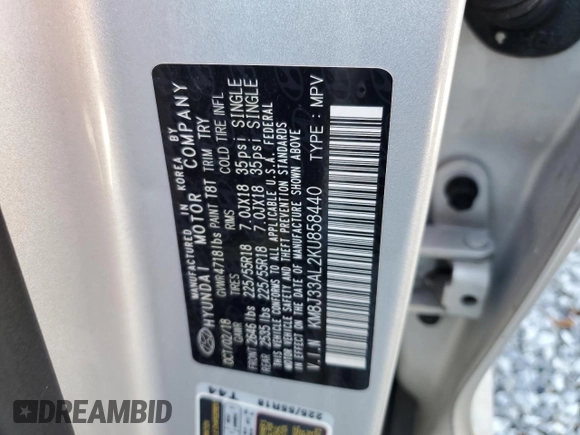 2019 Hyundai Tucson Sport with VIN KM8J33AL2KU858440, listed as a Copart auction lot 48773745 with 158,772 mi miles and Salvage Title. Bid and sale history available at carsss.com. Image 15.