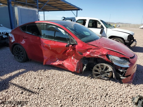 2020 Tesla Model Y Long Range with VIN 5YJYGDEE3LF052125, listed as a Copart auction lot 46881475 with NaN miles and Salvage Title. Bid and sale history available at carsss.com. Image 4.