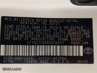 2022 Toyota Avalon Limited with VIN 4T1DZ1FBXNU076021, listed as a IAAI auction lot 41152637 with 43,265 mi miles. Bid and sale history available at carsss.com. Image 9.