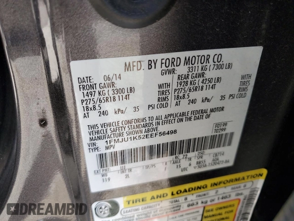 2014 Ford Expedition Limited with VIN 1FMJU1K52EEF56498, listed as a Copart auction lot 51336395 with 149,136 mi miles and Clean title. Bid and sale history available at DreamBid. Image 13.