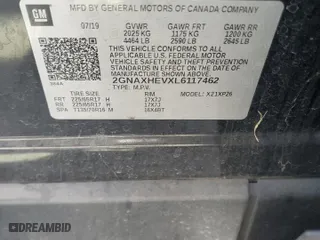 2020 Chevrolet Equinox LS with VIN 2GNAXHEVXL6117462, listed as a Copart auction lot 52993595 with 107,904 mi miles and Salvage Title. Bid and sale history available at carsss.com. Image 14.