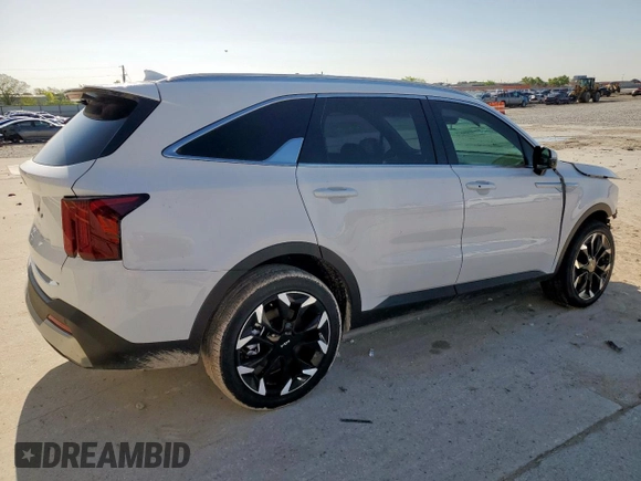 2025 Kia Sorento EX z VIN 5XYRH4JF8SG351780, wystawiony jako Copart lot #52129535 z przebiegiem 1 303 mil mil oraz Szkoda całkowita • Salvage title. Historia ofert i sprzedaży dostępna na DreamBid. Obrazek 3.