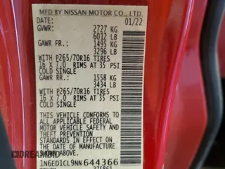 2022 Nissan Frontier S z VIN 1N6ED1CL9NN644366, wystawiony jako Copart lot #52132655 z przebiegiem Nie podano mil oraz Czysty tytuł • Clean title. Historia ofert i sprzedaży dostępna na DreamBid. Obrazek 13.