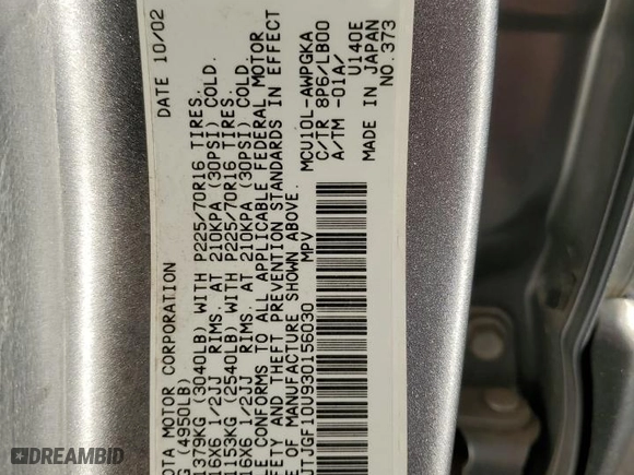 2003 Lexus RX 300 with VIN JTJGF10U930156030, listed as a Copart auction lot 82527464 with 323,216 mi miles and Salvage Title. Bid and sale history available at carsss.com. Image 13.