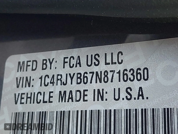 2022 Jeep Grand Cherokee with VIN 1C4RJYB67N8716360, listed as a IAAI auction lot 42464479 with 17,208 mi miles and . Bid and sale history available at DreamBid. Image 9.