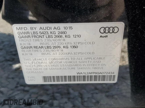 2016 Audi Q5 Premium Plus с VIN WA1L2AFP6GA072434, выставлен на аукционе Copart как лот 62378035 с пробегом 175 669 миль миль и Чистый • Clean title. История ставок и продаж доступна на DreamBid. Изображение 13.