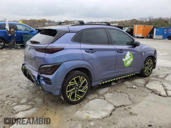 2022 Hyundai Kona N Line with VIN KM8K3CA33NU907847, listed as a Copart auction lot 80837034 with 34,788 mi miles and Salvage Title. Bid and sale history available at carsss.com. Image 3.