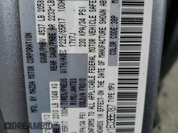 2014 Mazda CX-5 Touring with VIN JM3KE4CY1E0365787, listed as a Copart auction lot 49103355 with 144,031 mi miles and Salvage Title. Bid and sale history available at carsss.com. Image 13.
