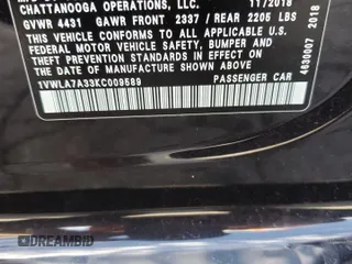 2019 Volkswagen Passat 2.0T Wolfsburg Edition with VIN 1VWLA7A33KC009589, listed as a Copart auction lot 45792655 with 92,187 mi miles and Salvage Title. Bid and sale history available at carsss.com. Image 14.
