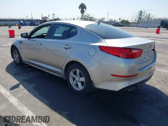 2014 Kia Optima LX with VIN KNAGM4A72E5449984, listed as a IAAI auction lot 41856778 with 1 mi miles. Bid and sale history available at carsss.com. Image 3.