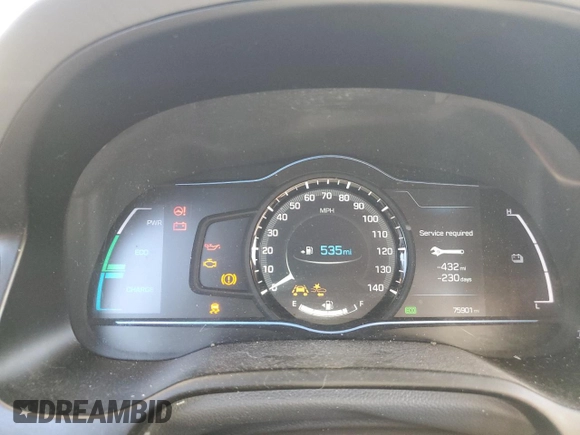 2019 Hyundai Ioniq Limited with VIN KMHC85LCXKU110859, listed as a Copart auction lot 59400815 with 75,901 mi miles and Salvage title. Bid and sale history available at DreamBid. Image 9.