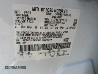 2014 Ford Edge SE z VIN 2FMDK3GC8EBB39954, wystawiony jako Copart lot #56427345 z przebiegiem 139 731 mil mil oraz Szkoda całkowita • Salvage title. Historia ofert i sprzedaży dostępna na DreamBid. Obrazek 13.
