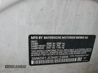2022 BMW 3 Series 330i with VIN 3MW5R1J03N8C33896, listed as a Copart auction lot 42611745 with 0 mi miles and Salvage Title. Bid and sale history available at carsss.com. Image 13.