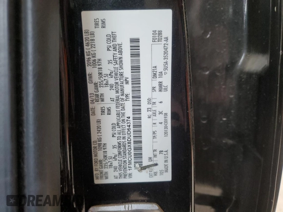 2013 Ford Escape SE z VIN 1FMCU0GX8DUD64374, wystawiony jako Copart lot #49647345 z przebiegiem 166 529 mil mil oraz Szkoda całkowita • Salvage title. Historia ofert i sprzedaży dostępna na DreamBid. Obrazek 13.