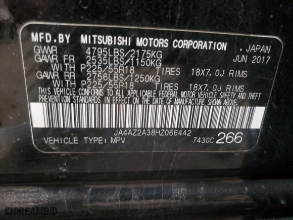 2017 Mitsubishi Outlander ES with VIN JA4AZ2A38HZ066442, listed as a Copart auction lot 49621745 with 117,538 mi miles and Salvage Title. Bid and sale history available at carsss.com. Image 15.