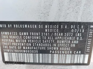 2019 Volkswagen Jetta SEL with VIN 3VWE57BU6KM063035, listed as a IAAI auction lot 42286649 with 59,914 mi miles and . Bid and sale history available at DreamBid. Image 9.