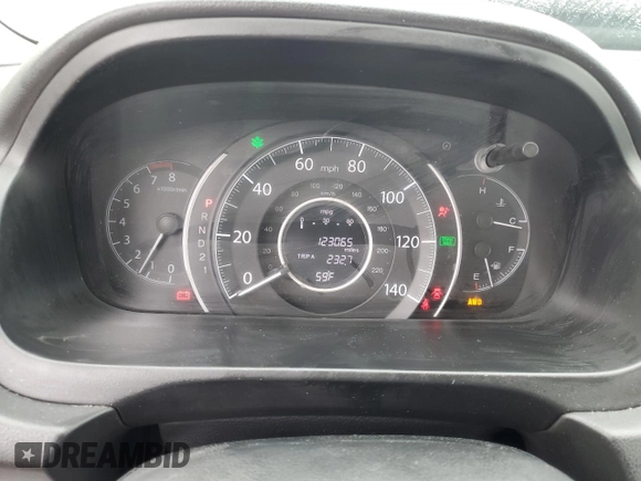 2012 Honda CR-V EX-L with VIN 5J6RM4H77CL041923, listed as a Copart auction lot 59721555 with 123,065 mi miles and Salvage title. Bid and sale history available at DreamBid. Image 9.