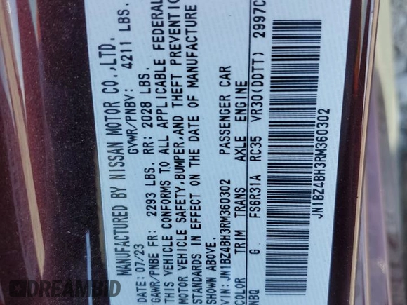 2024 Nissan Z Performance with VIN JN1BZ4BH3RM360302, listed as a Copart auction lot 50648515 with 17,627 mi miles and Salvage Title. Bid and sale history available at DreamBid. Image 14.