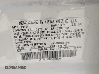 2015 Infiniti Q50 Premium with VIN JN1BV7AP8FM333176, listed as a IAAI auction lot 41990285 with 160,458 mi miles. Bid and sale history available at carsss.com. Image 9.