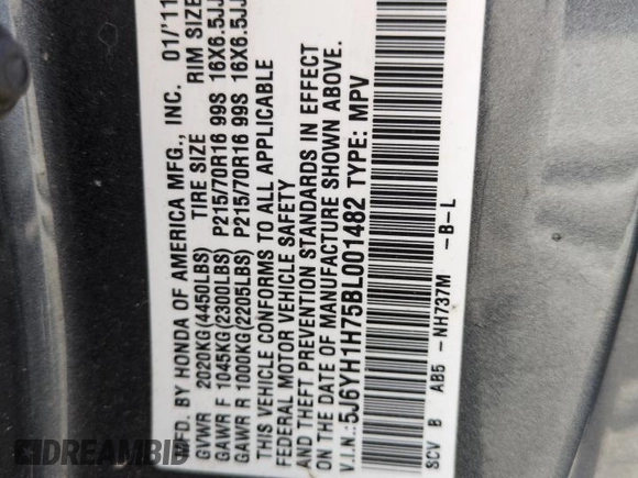 2011 Honda Element EX z VIN 5J6YH1H75BL001482, wystawiony jako Copart lot #59041055 z przebiegiem 206 361 mil mil oraz Szkoda całkowita • Salvage title. Historia ofert i sprzedaży dostępna na DreamBid. Obrazek 12.