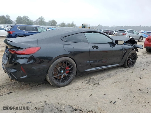 2023 BMW M8 Competition with VIN WBSAE0C00PCM79751, listed as a Copart auction lot 45468225 with 0 mi miles and Salvage Title. Bid and sale history available at carsss.com. Image 3.