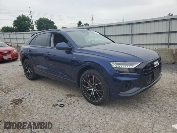 2019 Audi Q8 Premium Plus with VIN WA1EVAF16KD020627, listed as a Copart auction lot 59046315 with 43,305 mi miles and Salvage title. Bid and sale history available at DreamBid. Image 4.