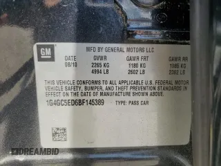 2011 Buick LaCrosse CXL with VIN 1G4GC5ED6BF145389, listed as a Copart auction lot 54890695 with 94,881 mi miles and Clean Title. Bid and sale history available at DreamBid. Image 12.