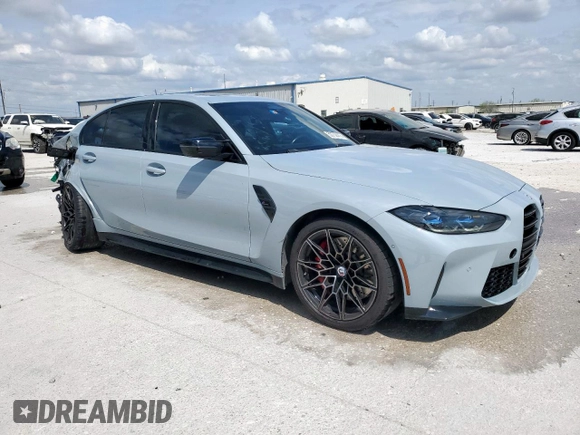 2023 BMW M3 Competition xDrive with VIN WBS43AY00PFN57168, listed as a Copart auction lot 50732415 with 28,453 mi miles and Salvage title. Bid and sale history available at DreamBid. Image 4.
