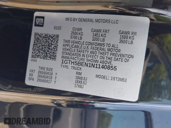 2022 GMC Canyon 2WD Elevation Standard z VIN 1GTH5BEN1N1140855, wystawiony jako IAAI lot #42267640 z przebiegiem 45 458 mil mil oraz . Historia ofert i sprzedaży dostępna na DreamBid. Obrazek 9.