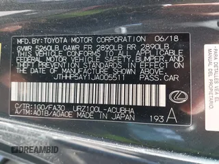 2018 Lexus LC 500h z VIN JTHHP5AY1JA005511, wystawiony jako IAAI lot #41833067 z przebiegiem 19 156 mil mil oraz . Historia ofert i sprzedaży dostępna na DreamBid. Obrazek 9.