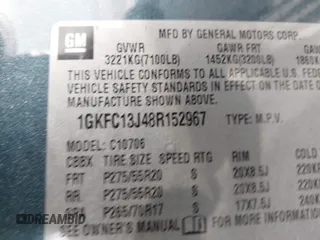 2008 GMC Yukon SLT w/4SB with VIN 1GKFC13J48R152967, listed as a IAAI auction lot 41307366 with 183,151 mi miles. Bid and sale history available at carsss.com. Image 9.