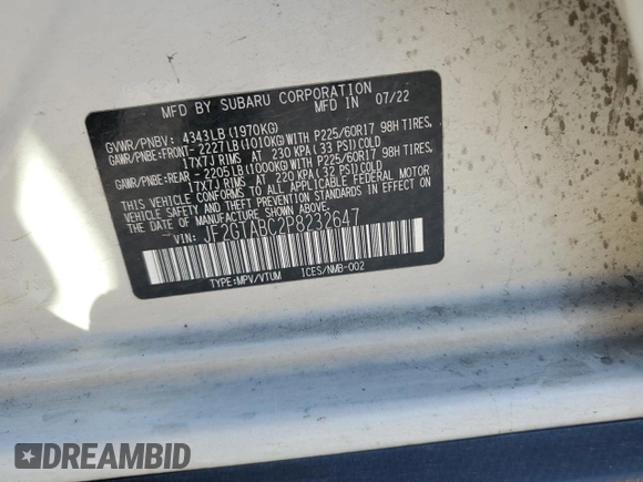 2023 Subaru Crosstrek with VIN JF2GTABC2P8232647, listed as a Copart auction lot 46087835 with 76,760 mi miles and Salvage title. Bid and sale history available at DreamBid. Image 14.